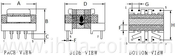 High Frequency Ee16 Dry Type Electronic Impedance Matching Audio Transformer for Solar Energy